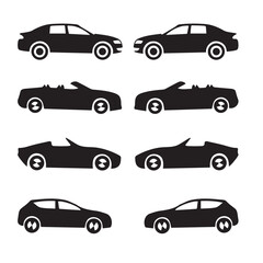 set of car silhouettes- vector