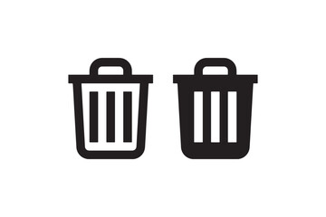 Trash bin icons in outline and solid style Vector