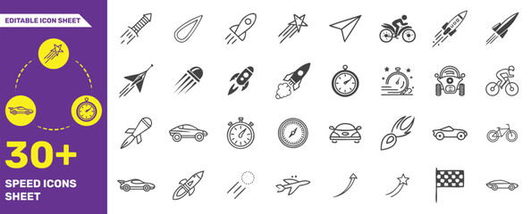 30+ Speed Icons - Fast, Racing, Time, Motion, Rocket, Cars, Bikes