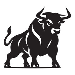 Intense and bold angry ox silhouette vector for use in digital art, logos, and web graphics – angry ox silhouette – angry ox vector – angry ox illustration – silhouette of angry ox

