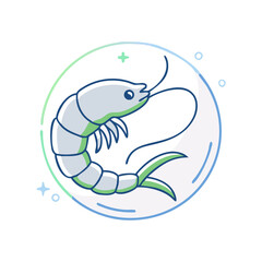 Naklejka premium Shrimp in water bubble representing marine life and seafood industry.