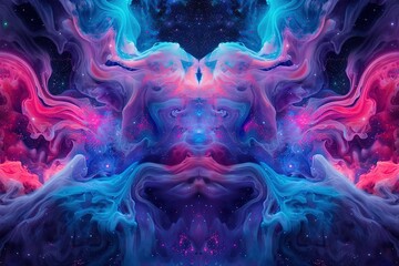 Fototapeta premium Abstract galactic nebula of pinks purples and blues with sparkling stardust details