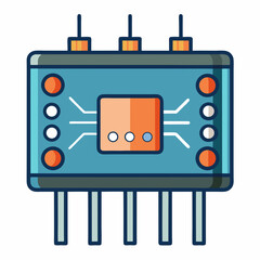 Colorful Isolated Microchip Illustration For Electronic Device Component Projects