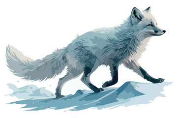 Dynamic Blue Fox Minimalist Vector Illustration.