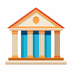 Modern Bank Building Architecture Two Story Commercial Structure Outline Drawing