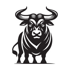 Fierce and determined angry ox silhouette for use in dynamic brand identities – angry ox silhouette – angry ox vector – angry ox illustration – silhouette of angry ox

