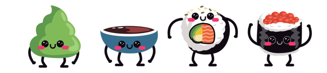 Set Sushi Icons Cute
