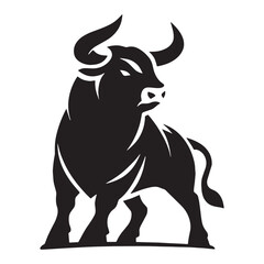 Aggressive angry ox silhouette with sharp, clean edges designed for professional branding – angry ox silhouette – angry ox vector – angry ox illustration – silhouette of angry ox

