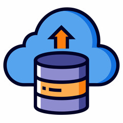Cloud Database Upload Illustration For Data Storage And Management Services