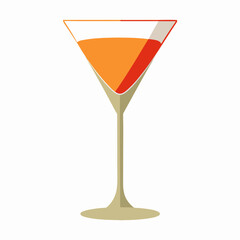 Stylish Martini Glass Illustration With Orange And Red Cocktail On White