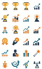 set of icons for success motivation business hard work illustration vector