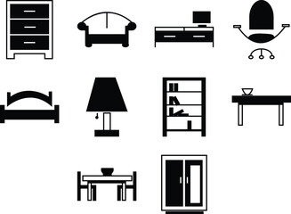 furniture icons set