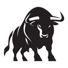 Intense angry ox silhouette with dynamic lines perfect for digital design – angry ox silhouette – angry ox vector – angry ox illustration – silhouette of angry ox

