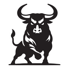 Bold angry ox silhouette vector designed for high-quality branding and logos – angry ox silhouette – angry ox vector – angry ox illustration – silhouette of angry ox

