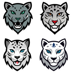 Fototapeta premium Snow Leopard head mascot logo design vector