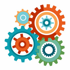 Colorful Gears Interlocking For Mechanical Systems Technology And Innovation Concept