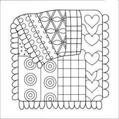 Comfy Patterns Coloring Pages for Adults and Kids, Bold and Easy Coloring Page, Simple and Big Designs, Line Art Victor Illustration, Black and White 