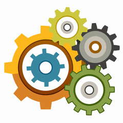 Colorful Gears Illustration For Industry Engineering Or Manufacturing Conceptual Designs
