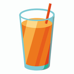 Refreshing Orange Juice In A Glass With Straw Illustration Art
