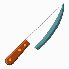 Kitchen Knife With Brown Handle Illustration For Culinary And Cooking Themes