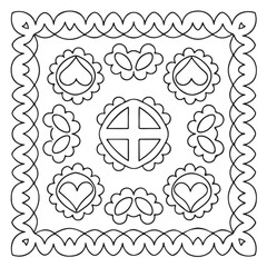 Comfy Patterns Coloring Pages for Adults and Kids, Bold and Easy Coloring Page, Simple and Big Designs, Line Art Victor Illustration, Black and White 