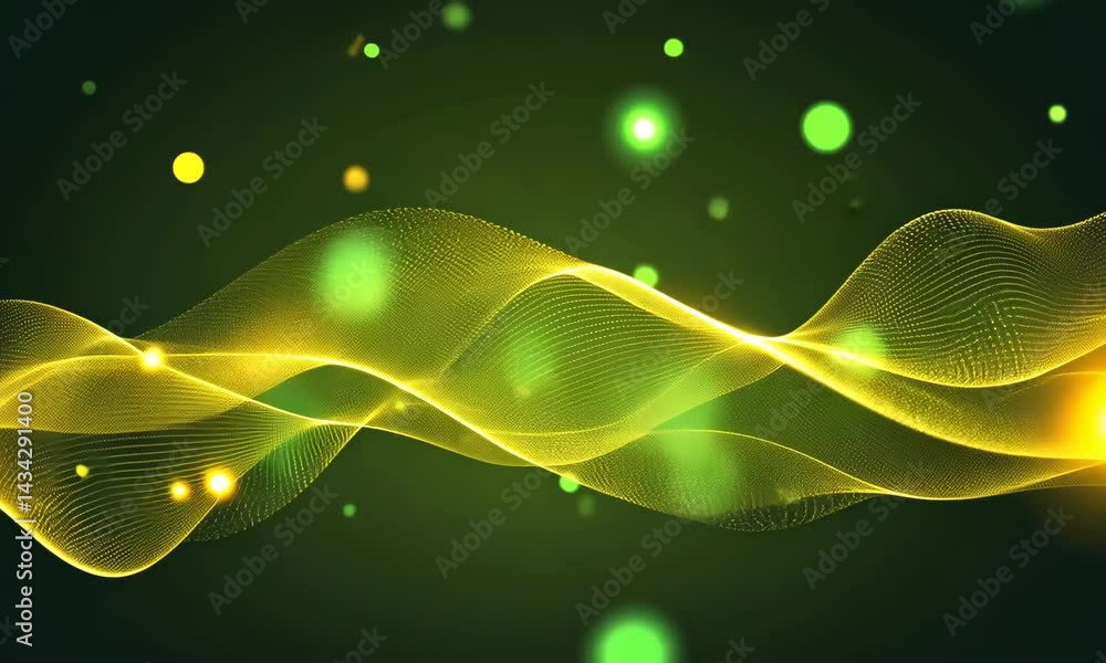 Poster enchanted neon waves: dynamic abstract light motion with glowing particles