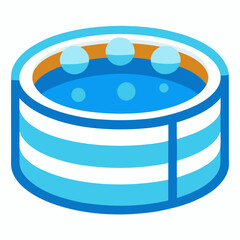 Cartoon Spa Hot Tub Icon With Bubbles For Relaxation And Leisure