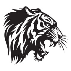 Bold and fierce angry tiger silhouette for logos, digital branding, and professional branding – angry tiger silhouette – angry tiger vector – angry tiger illustration – silhouette of angry tiger

