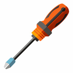 Orange Handled Screwdriver Tool Vector Illustration On A Plain White Background