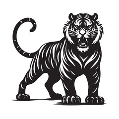 Unique angry tiger silhouette vector perfect for creative design projects and digital branding – angry tiger silhouette – angry tiger vector – angry tiger illustration – silhouette of angry tiger

