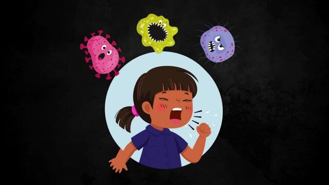 Parvovirus B19 garm bacteria text animation cartoon style background animated video