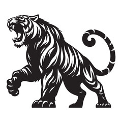 Bold and expressive angry tiger silhouette designed for digital art and print applications – angry tiger silhouette – angry tiger vector – angry tiger illustration – silhouette of angry tiger

