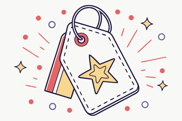 Fototapeta premium Shopping Tag Icon with Star Symbol