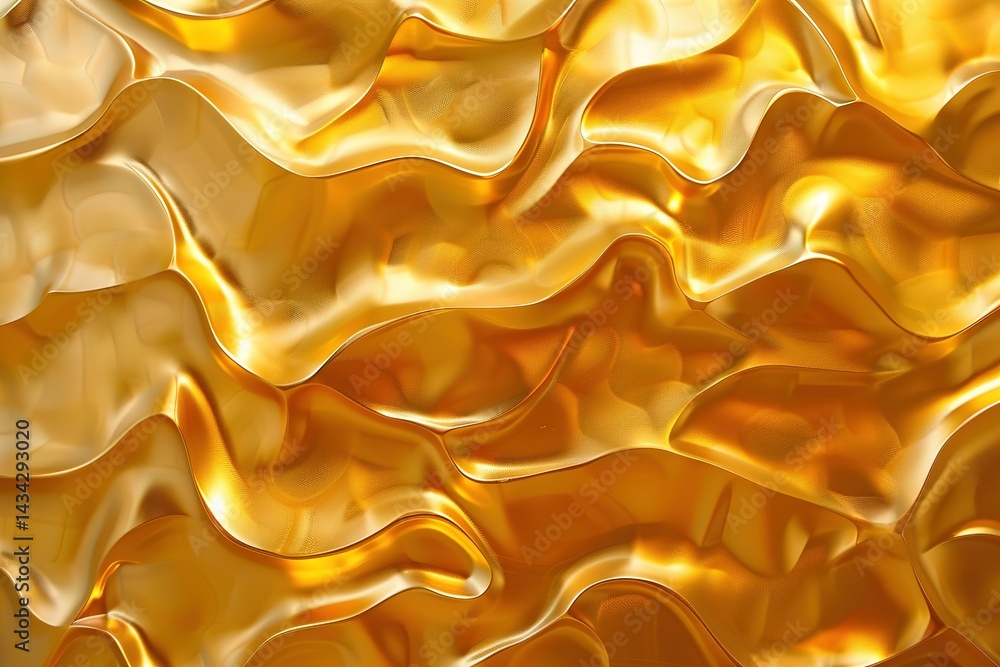Poster golden waves: abstract fluid shapes create a mesmerizing dynamic textured background