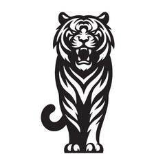 Powerful angry tiger silhouette vector for modern logo designs and digital art – angry tiger silhouette – angry tiger vector – angry tiger illustration – silhouette of angry tiger

