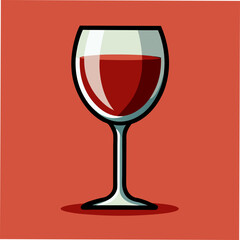 Red Wine Glass Illustration Elegant Drink Design On Red Background