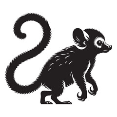 High-quality aye-aye silhouette vector with fine lines ideal for use in print, digital design, and logos – aye-aye silhouette – aye-aye vector – aye-aye illustration – silhouette of aye-aye

