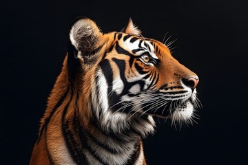 Fototapeta premium Majestic Tiger Profile, Studio Lighting, Wildlife Conservation Campaign Material