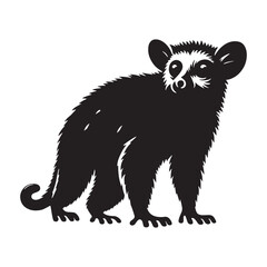 Simplified aye-aye silhouette vector ideal for use in vector-based digital art and professional projects – aye-aye silhouette – aye-aye vector – aye-aye illustration – silhouette of aye-aye

