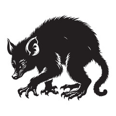 Clean-lined aye-aye silhouette vector for contemporary design projects, logos, and web applications – aye-aye silhouette – aye-aye vector – aye-aye illustration – silhouette of aye-aye


