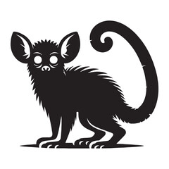 Simple yet expressive aye-aye silhouette vector for use in professional brand identities and marketing materials – aye-aye silhouette – aye-aye vector – aye-aye illustration – silhouette of aye-aye

