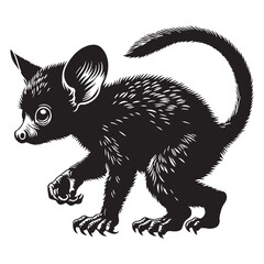 Professional aye-aye silhouette vector ideal for use in digital artwork and scalable designs – aye-aye silhouette – aye-aye vector – aye-aye illustration – silhouette of aye-aye


