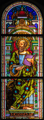 FLORENCE, ITALY - MARCH 20, 2025: The St. John the Evangelist the Apostle in the church Chiesa di Sacro Cuore di Gesu by Rodolfo Fanfani (1899-1973).