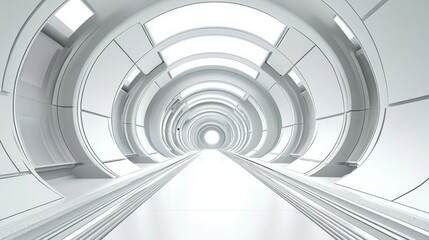 Obraz premium Futuristic White Corridor Interior Design