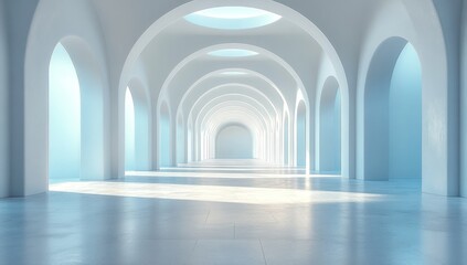 Serene, architectural passageway with soft, muted tones.