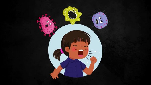 Bartonella Henselae garm bacteria text animation cartoon style background animated video