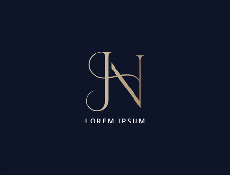 Unique jn typography luxury brand logo design, nj feminine brand logo design, jn modern brand logo design
