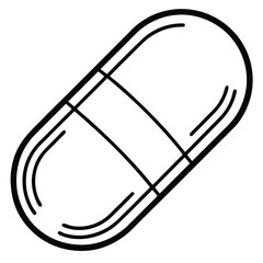 capsule line art vector isolated on white background 