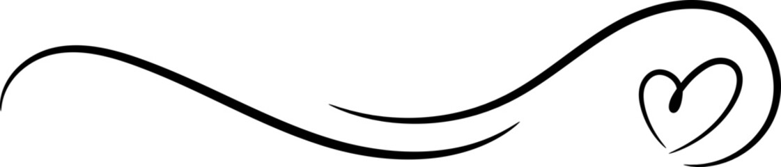 heart hand drawing doodle line separator divider element