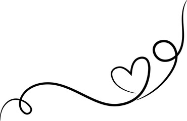 heart hand drawing doodle line separator divider element